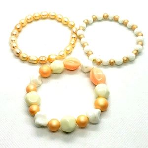 Ladies Bracelets, OSFM, Stretchy, Pearls, Pink